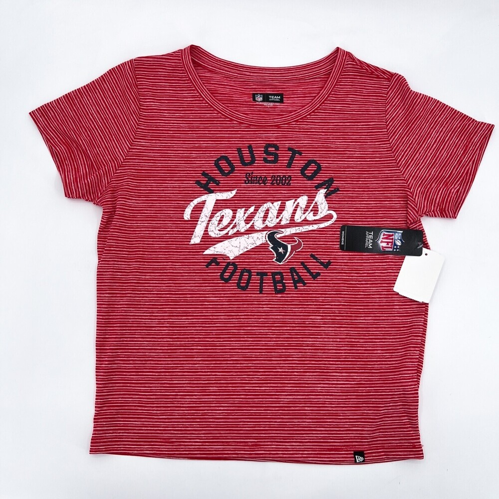 NEW Houston Texans Shirt Women Large Red Striped Nike Football T-Shirt NFL